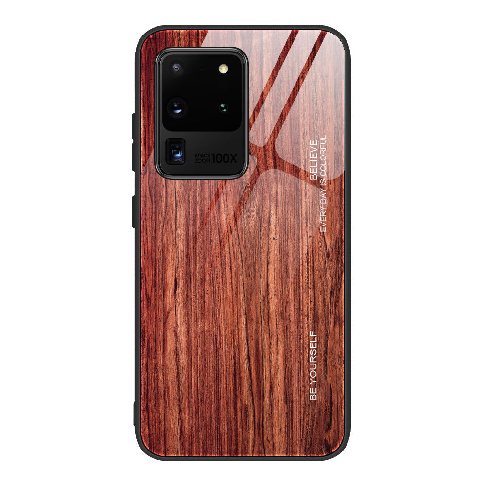 Wood Grain Tempered Glass Phone Case