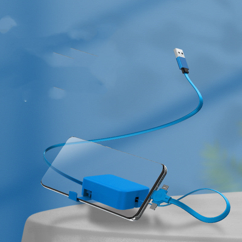 4-in-1 Retractable USB Charging Cable with Phone Stand & Storage Box