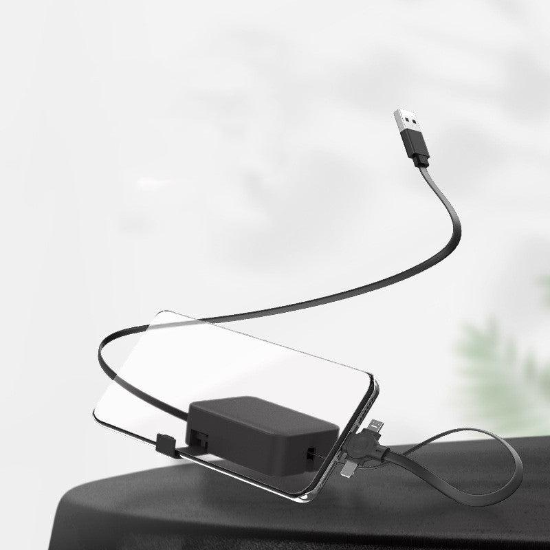 4-in-1 Retractable USB Charging Cable with Phone Stand & Storage Box
