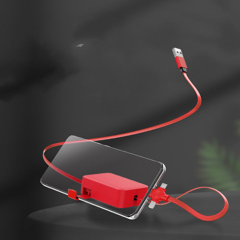 4-in-1 Retractable USB Charging Cable with Phone Stand & Storage Box