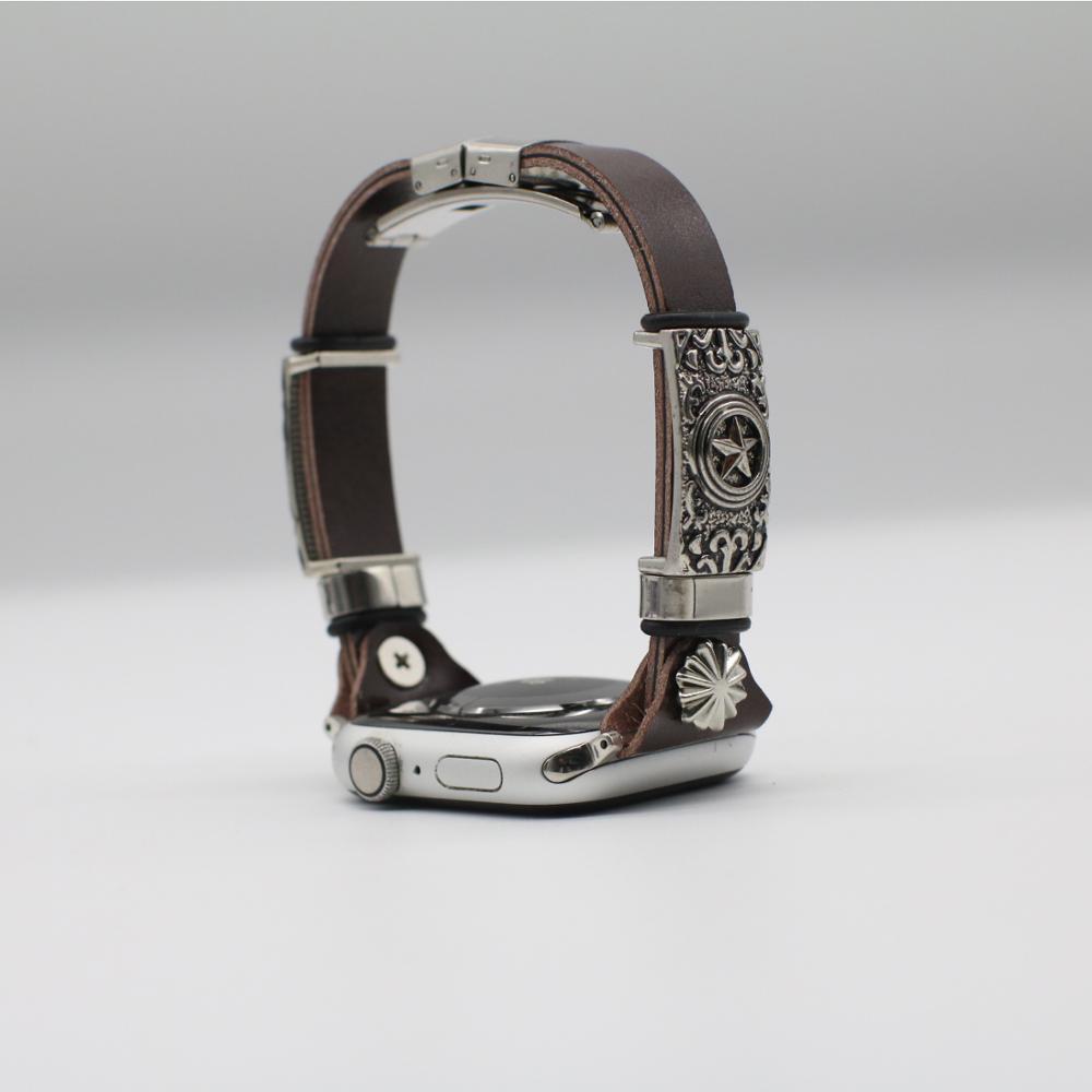 Retro Embossed Watch Band – Leather Bracelet Strap for Apple Watch