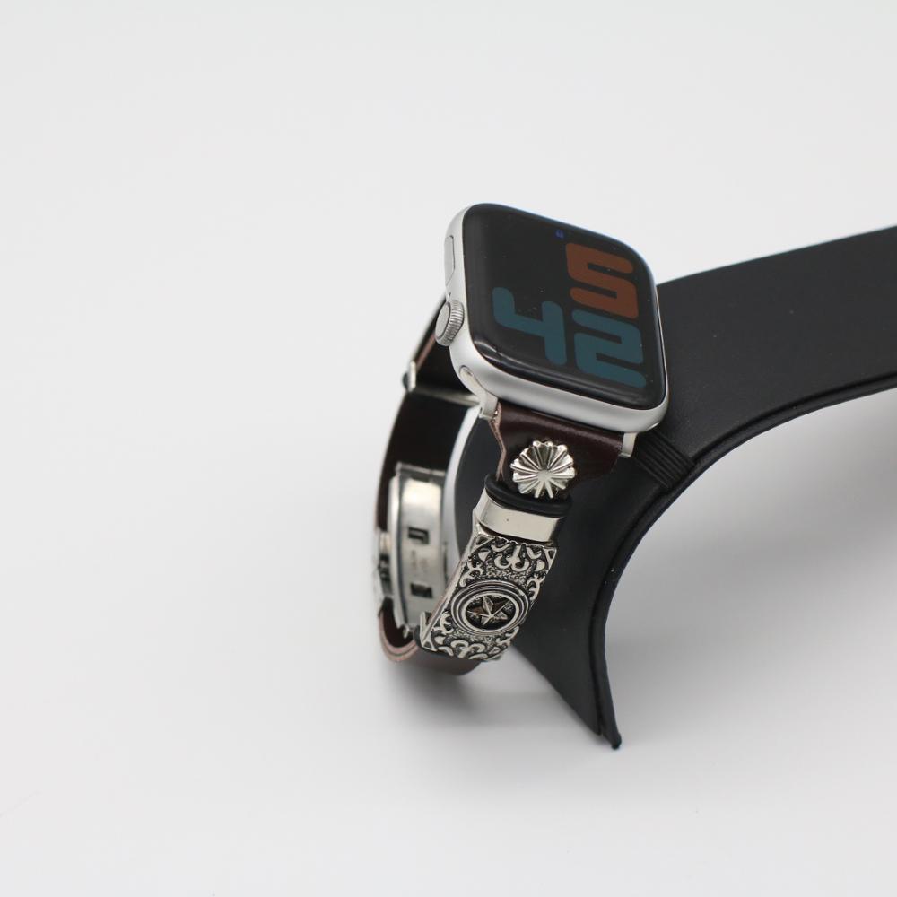 Retro Embossed Watch Band – Leather Bracelet Strap for Apple Watch