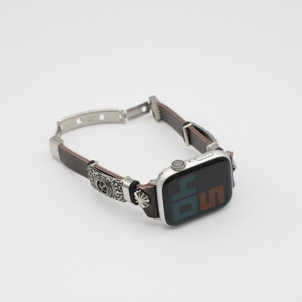 Retro Embossed Watch Band – Leather Bracelet Strap for Apple Watch