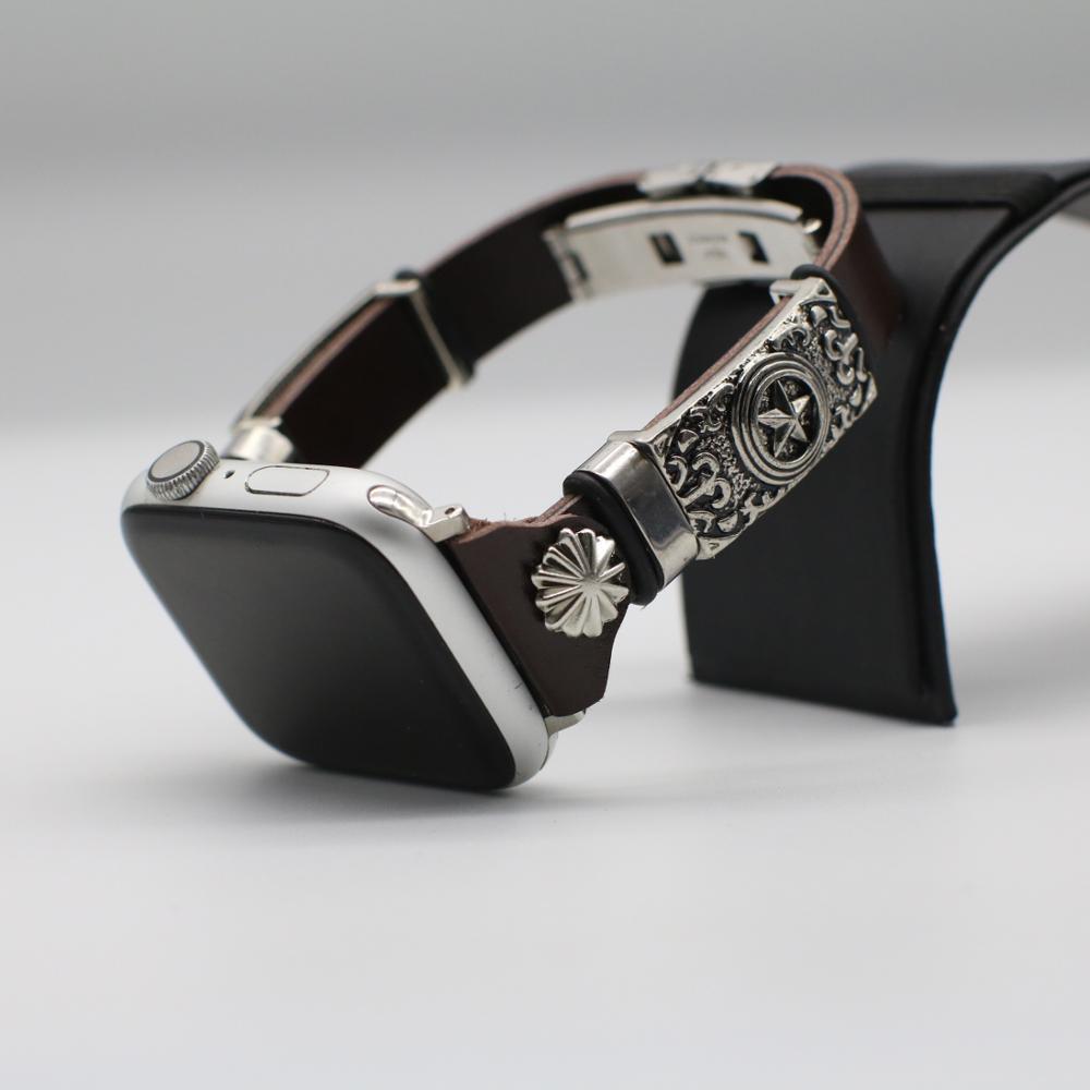 Retro Embossed Watch Band – Leather Bracelet Strap for Apple Watch