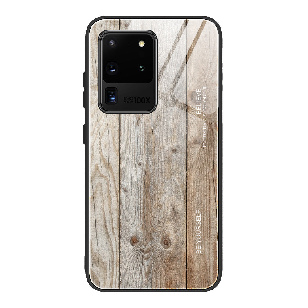 Wood Grain Tempered Glass Phone Case