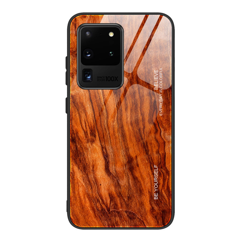 Wood Grain Tempered Glass Phone Case