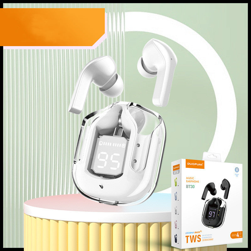 GlowBuds™ Transparent Wireless Earbuds with Digital Display – Sport Edition