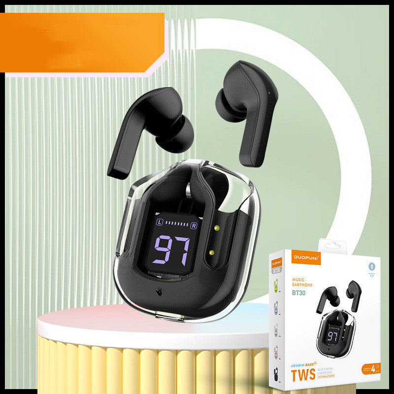 GlowBuds™ Transparent Wireless Earbuds with Digital Display – Sport Edition