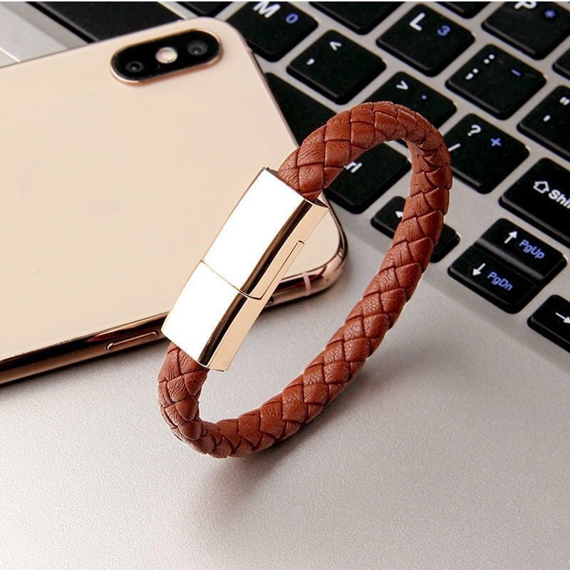 USB Charging Bracelet Cable – Wearable Charger for iPhone & Type-C Devices (iPhone 14/13/12, Android)