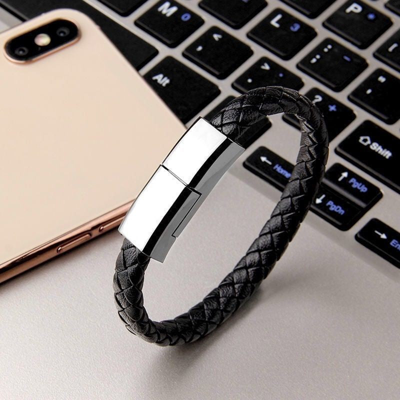 USB Charging Bracelet Cable – Wearable Charger for iPhone & Type-C Devices (iPhone 14/13/12, Android)