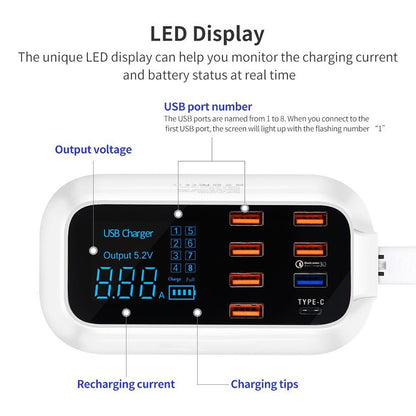 PowerDock™ 6-Port Smart USB Charger | Quick Charge 3.0 + LED Display