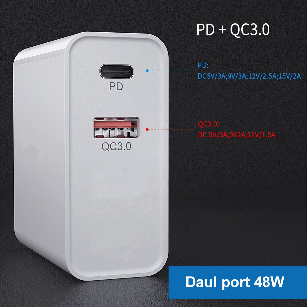 PowerMax™ 48W | Triple Port Fast Charger (PD + QC 3.0 + USB)