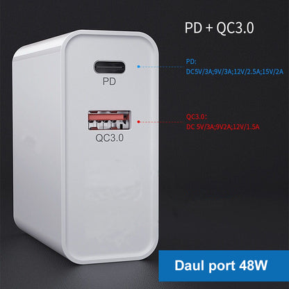 PowerMax™ 48W | Triple Port Fast Charger (PD + QC 3.0 + USB)