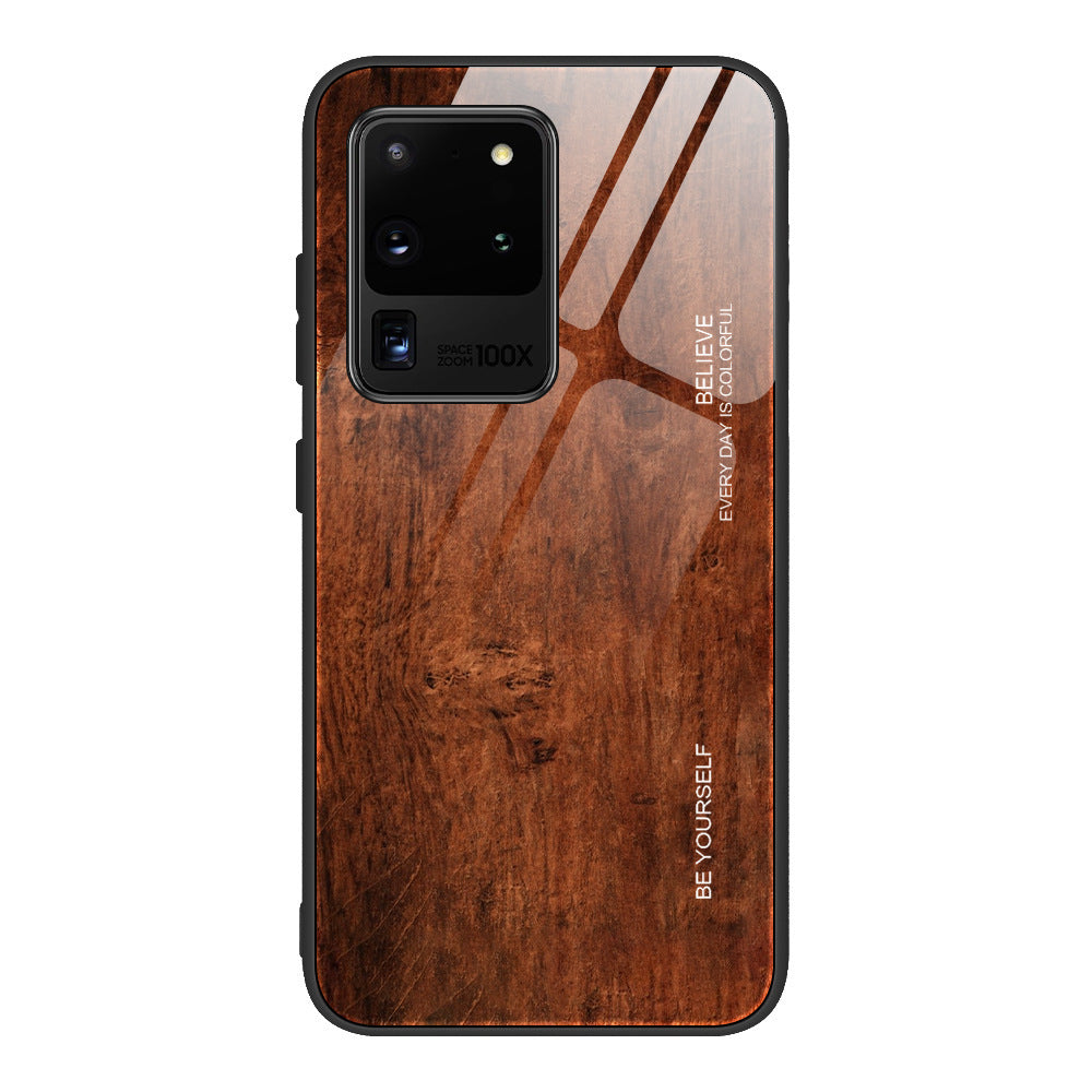 Wood Grain Tempered Glass Phone Case