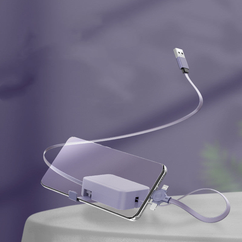 4-in-1 Retractable USB Charging Cable with Phone Stand & Storage Box