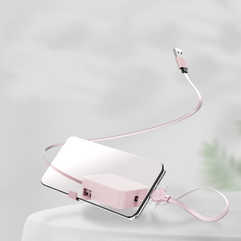 4-in-1 Retractable USB Charging Cable with Phone Stand & Storage Box