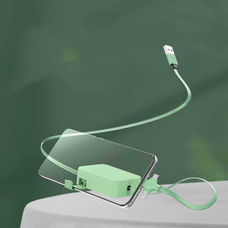 4-in-1 Retractable USB Charging Cable with Phone Stand & Storage Box