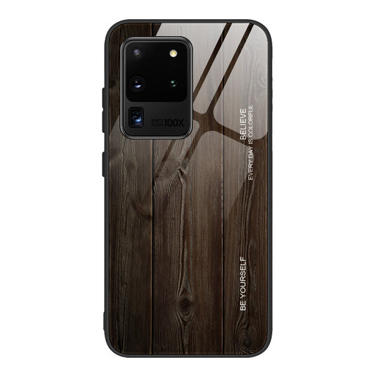 Wood Grain Tempered Glass Phone Case