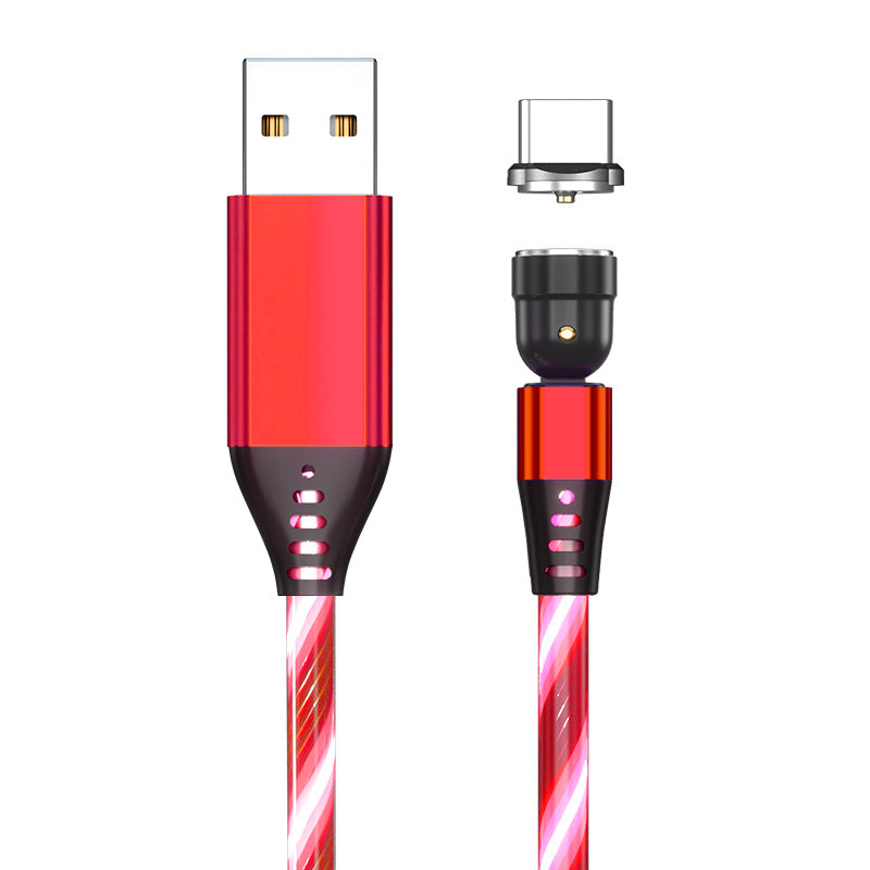 540° Rotating Magnetic LED Charging Cable – 3A Fast Charge for iPhone, Type-C & Micro USB