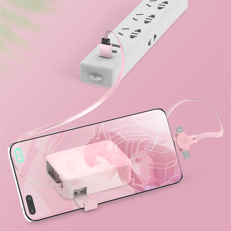 4-in-1 Retractable USB Charging Cable with Phone Stand & Storage Box