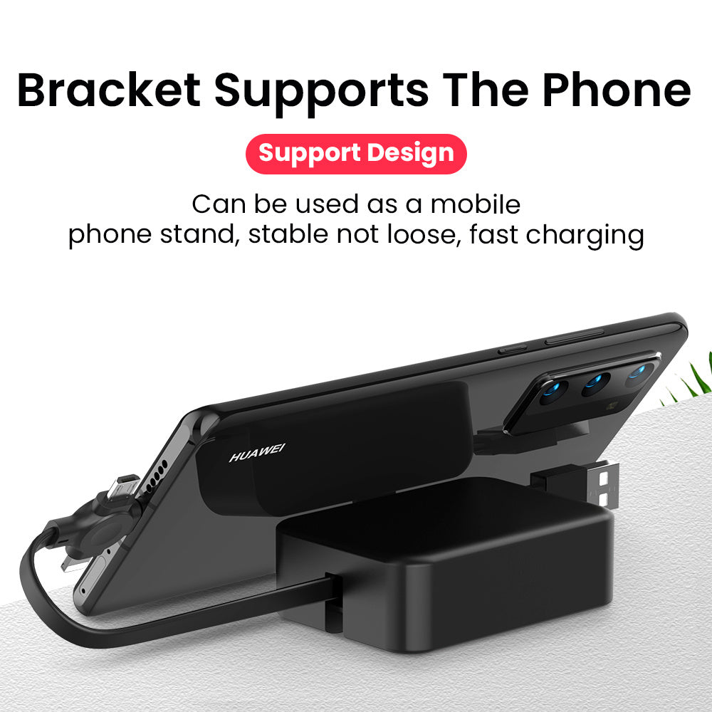 4-in-1 Retractable USB Charging Cable with Phone Stand & Storage Box