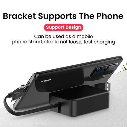 4-in-1 Retractable USB Charging Cable with Phone Stand & Storage Box