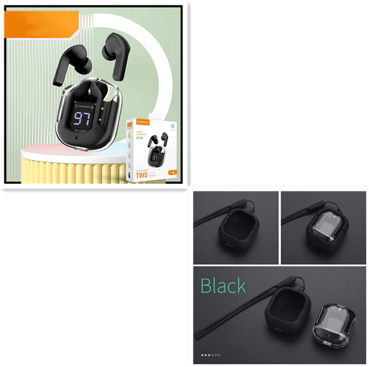 GlowBuds™ Transparent Wireless Earbuds with Digital Display – Sport Edition