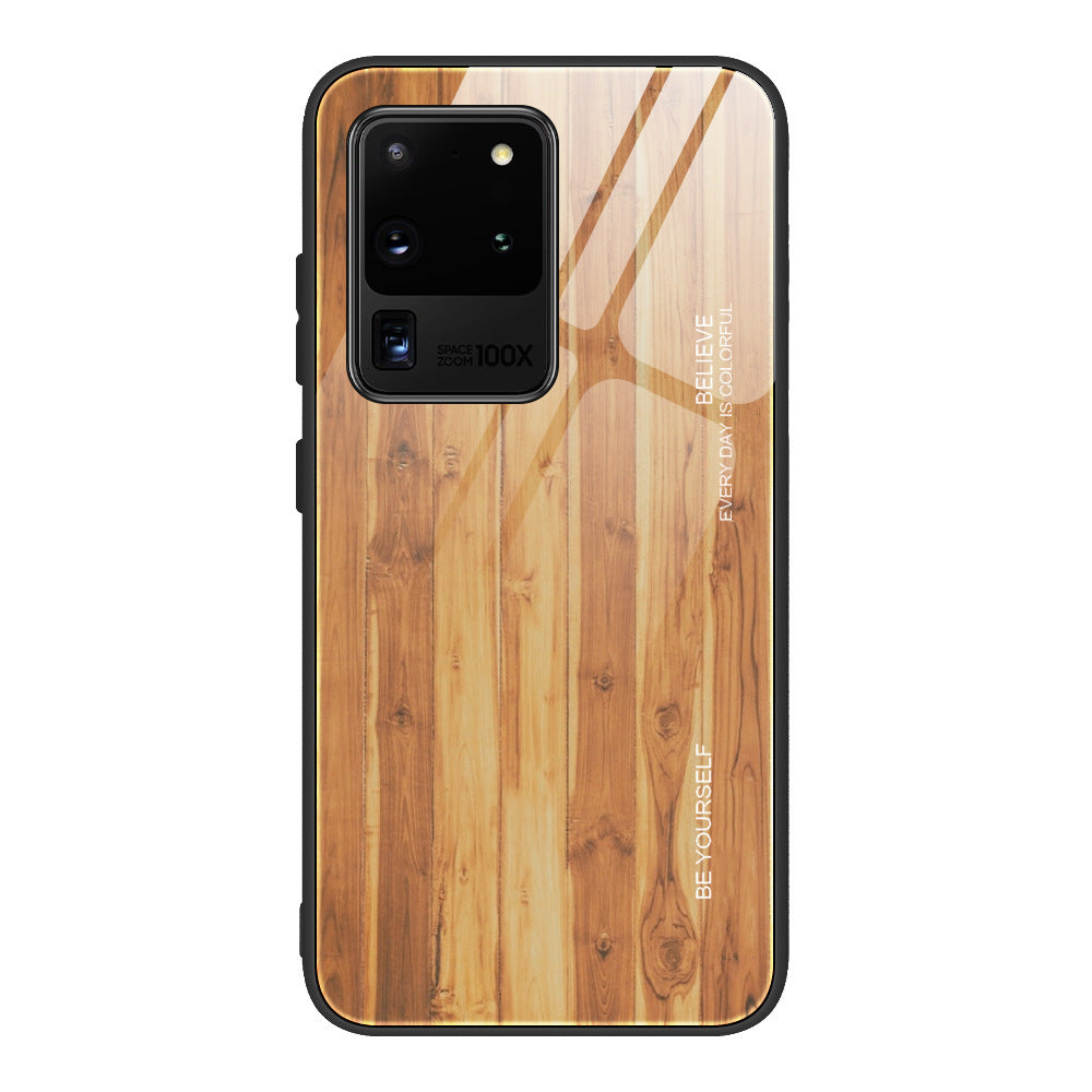 Wood Grain Tempered Glass Phone Case