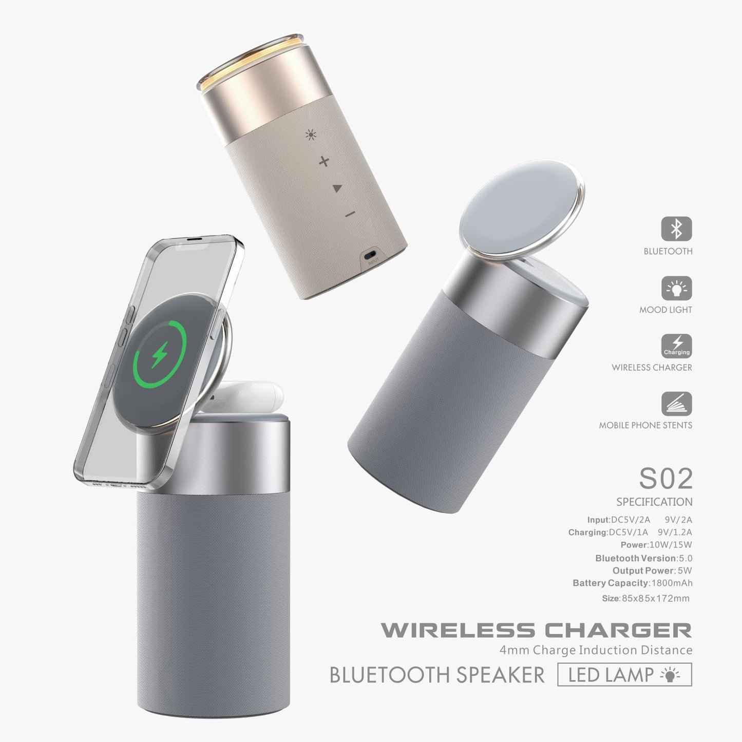 PowerDock™ 3-in-1 Wireless Charging Station with Bluetooth Speaker & Touch Lamp
