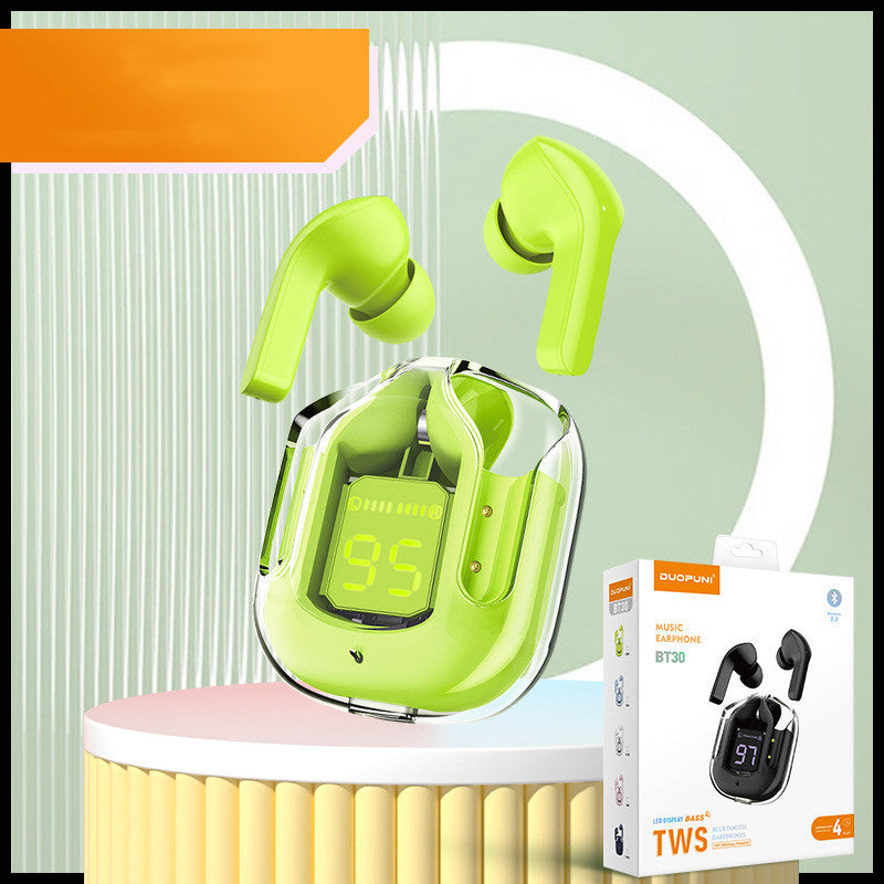 GlowBuds™ Transparent Wireless Earbuds with Digital Display – Sport Edition