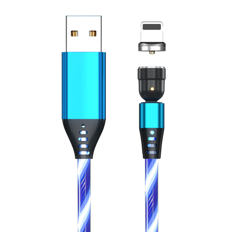 540° Rotating Magnetic LED Charging Cable – 3A Fast Charge for iPhone, Type-C & Micro USB