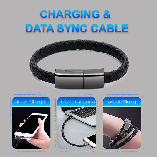 USB Charging Bracelet Cable – Wearable Charger for iPhone & Type-C Devices (iPhone 14/13/12, Android)