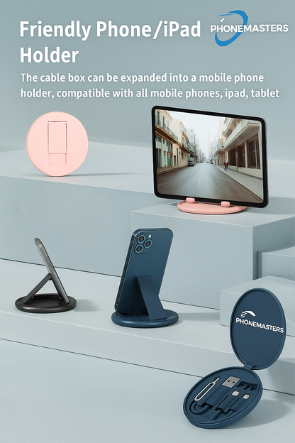 Universal 60W Multi-Cable Charging Kit – Type-C, Micro USB & Lightning | All-in-One Travel Box